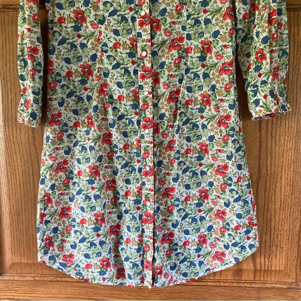 Theory Floral Long Sleeve Button-up Shirt Dress 6 - Picture 3 of 10